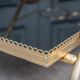 Rolling bar trolley in gold metal and black opaline two trays 1960