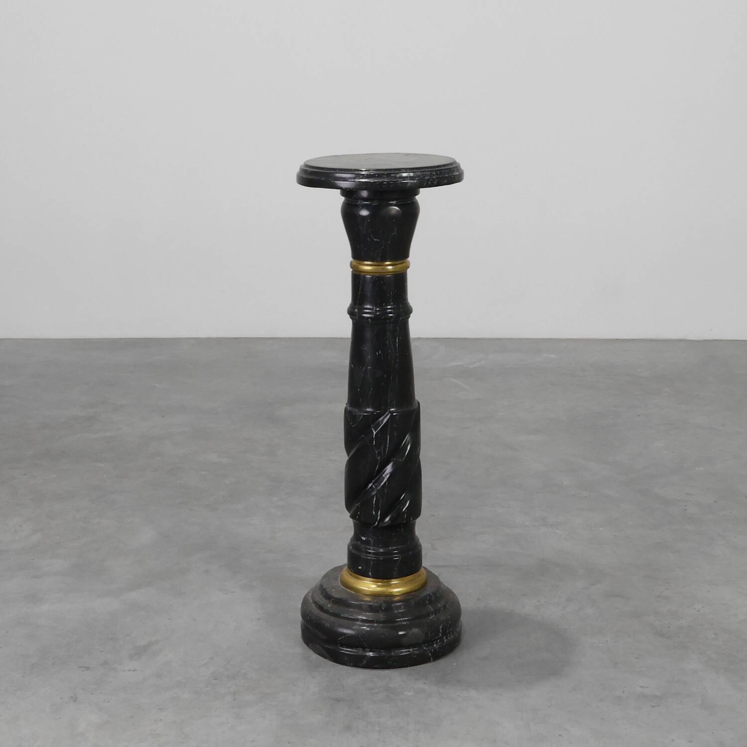 Antique Black Belgian Marble Column, France ca. 1900