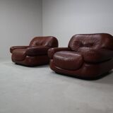 Sapporo leather armchairs by Mobil Girgi, Italy 1970's