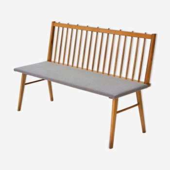 Reupholstered beechwood bench, 1950