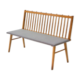 Reupholstered beechwood bench, 1950
