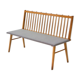 Reupholstered beechwood bench, 1950