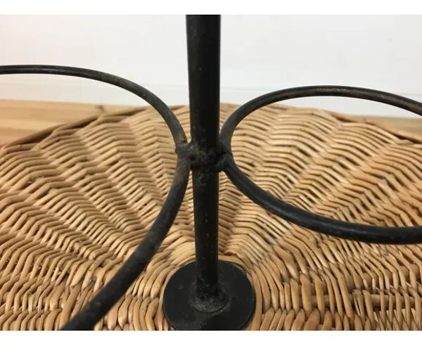 Table d'appoint 1950 osier et métal portative