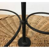 Side table 1950 wicker and portable metal