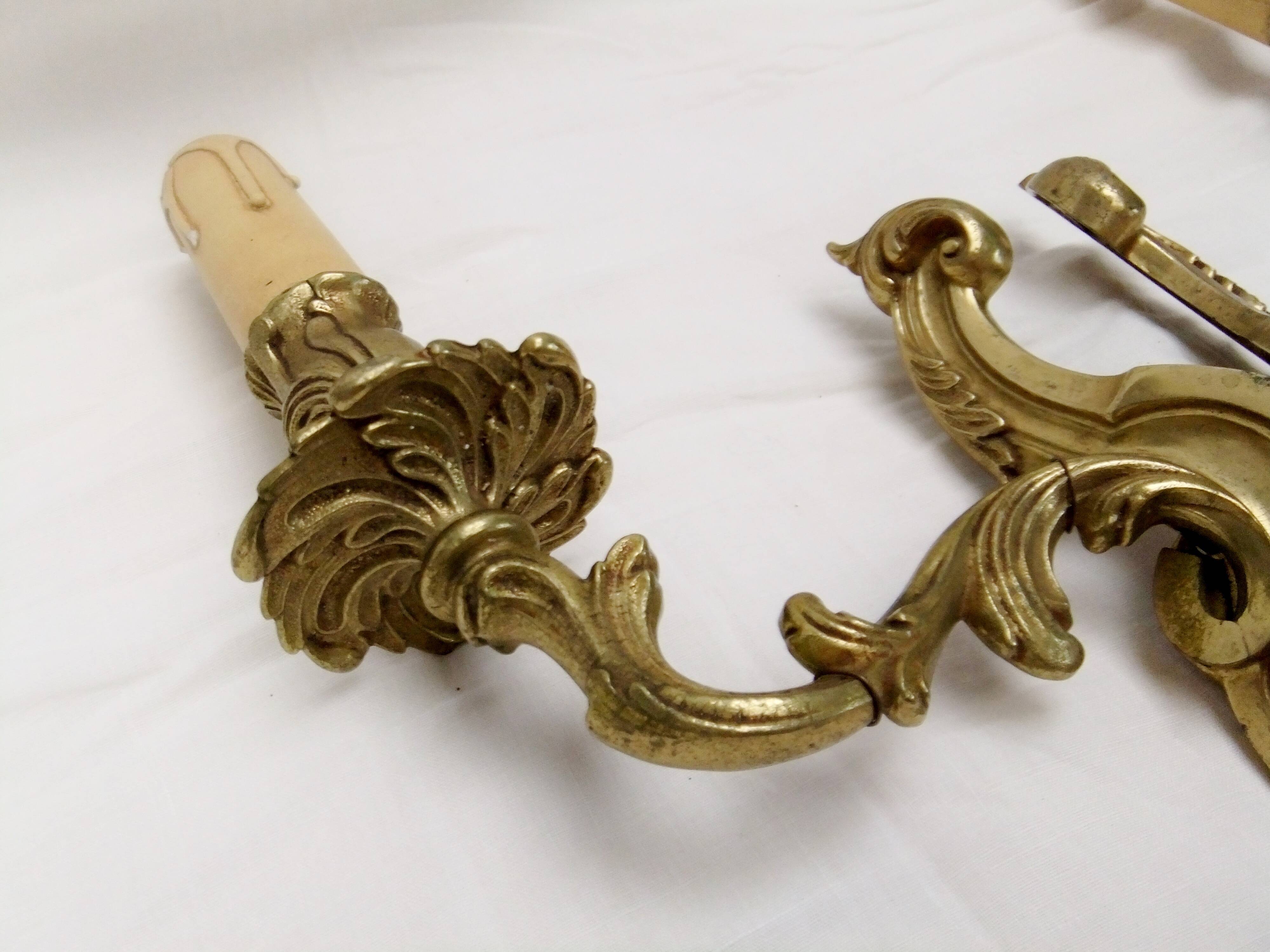 Wall light pair solid bronze Registered Model candle holder