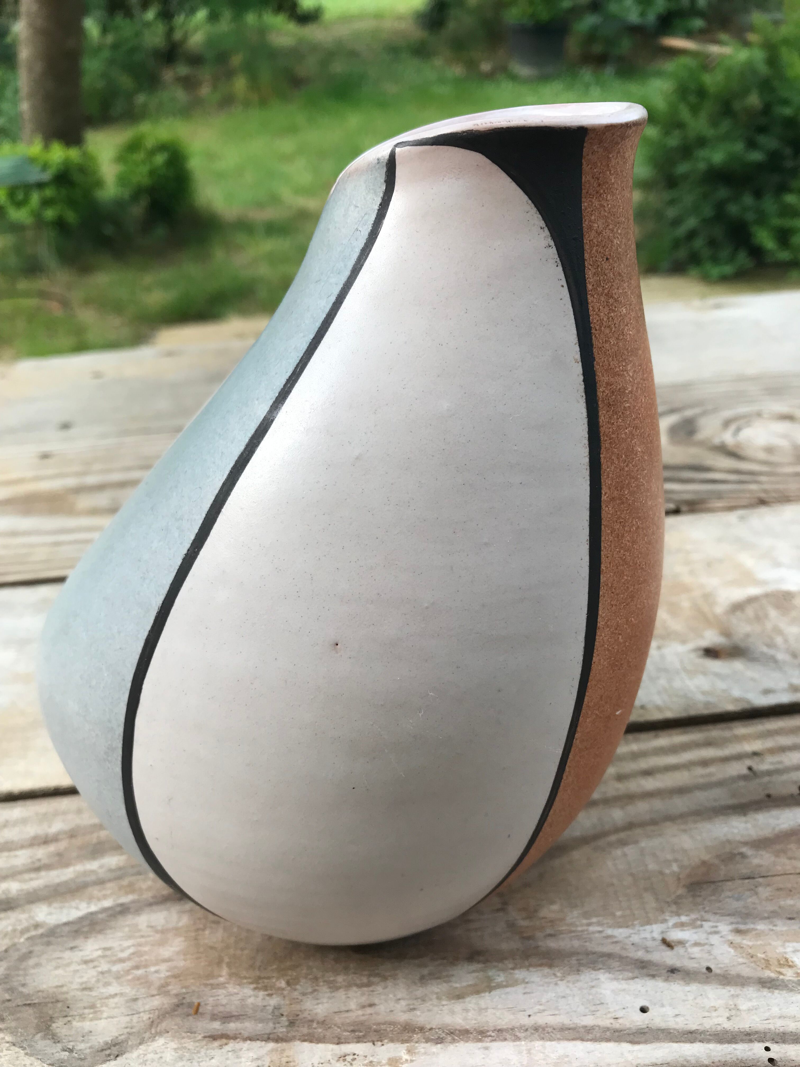 Old ceramic vase around 1970 original form signed below