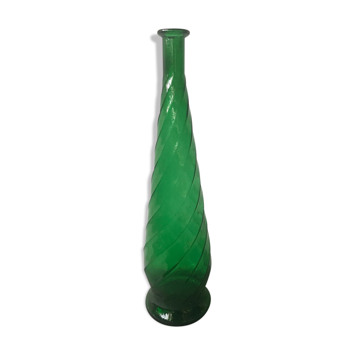 Vintage green glass vase