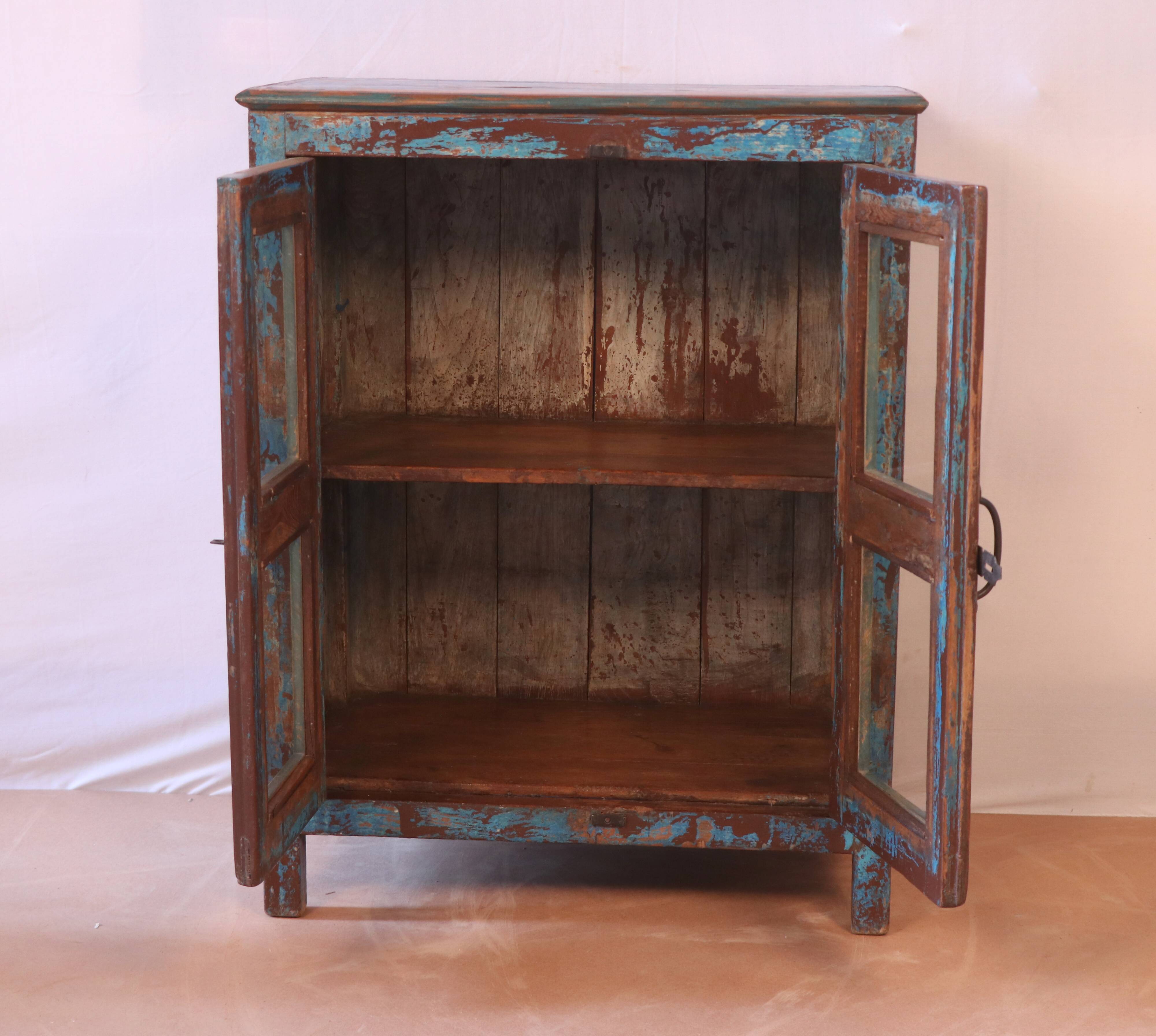 Old Burmese teak pantry original blue patina