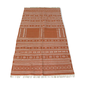 Tapis kilim orange berbère marocain 200x105cm