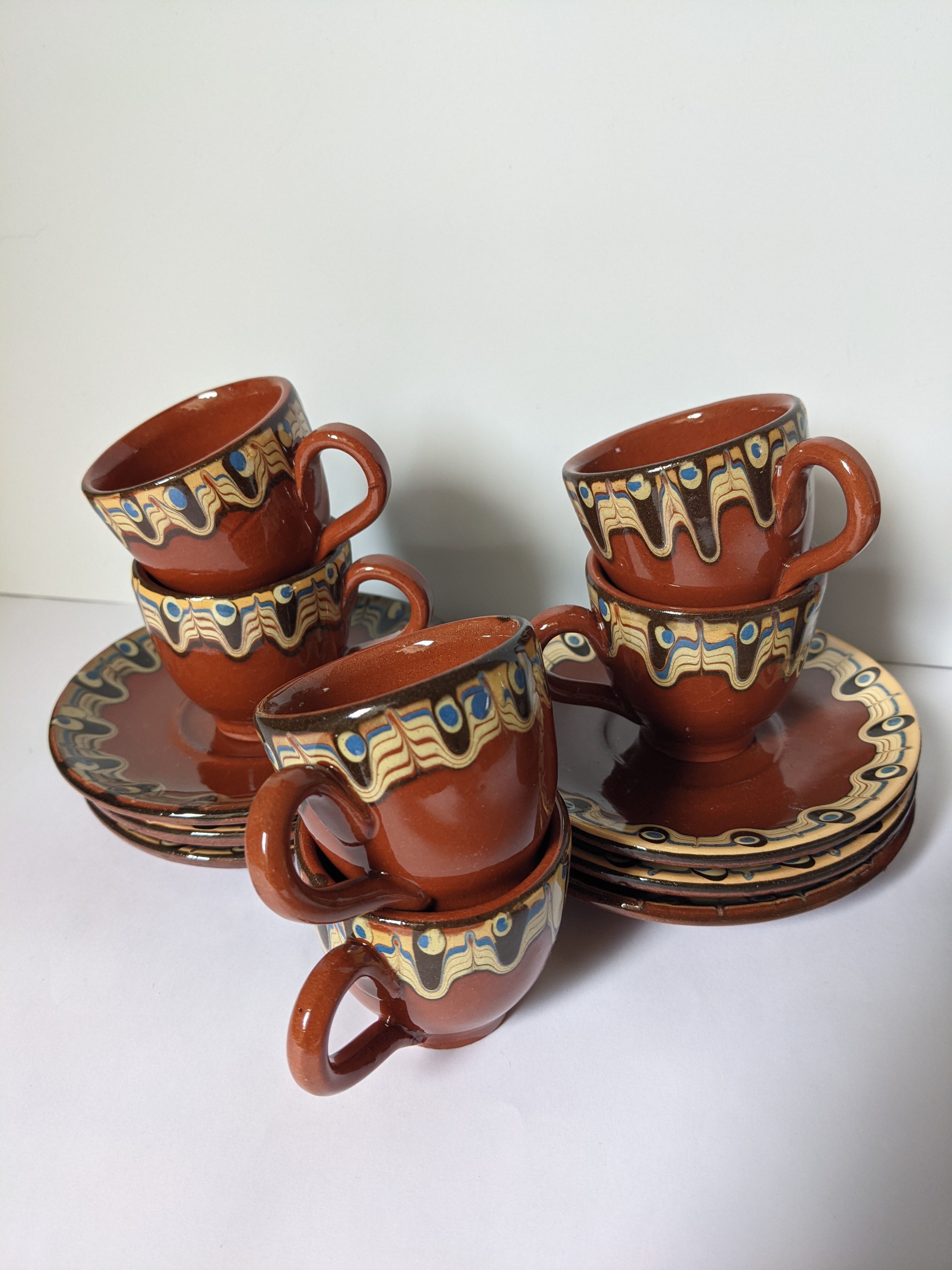 Brown glazed ceramic coffee service