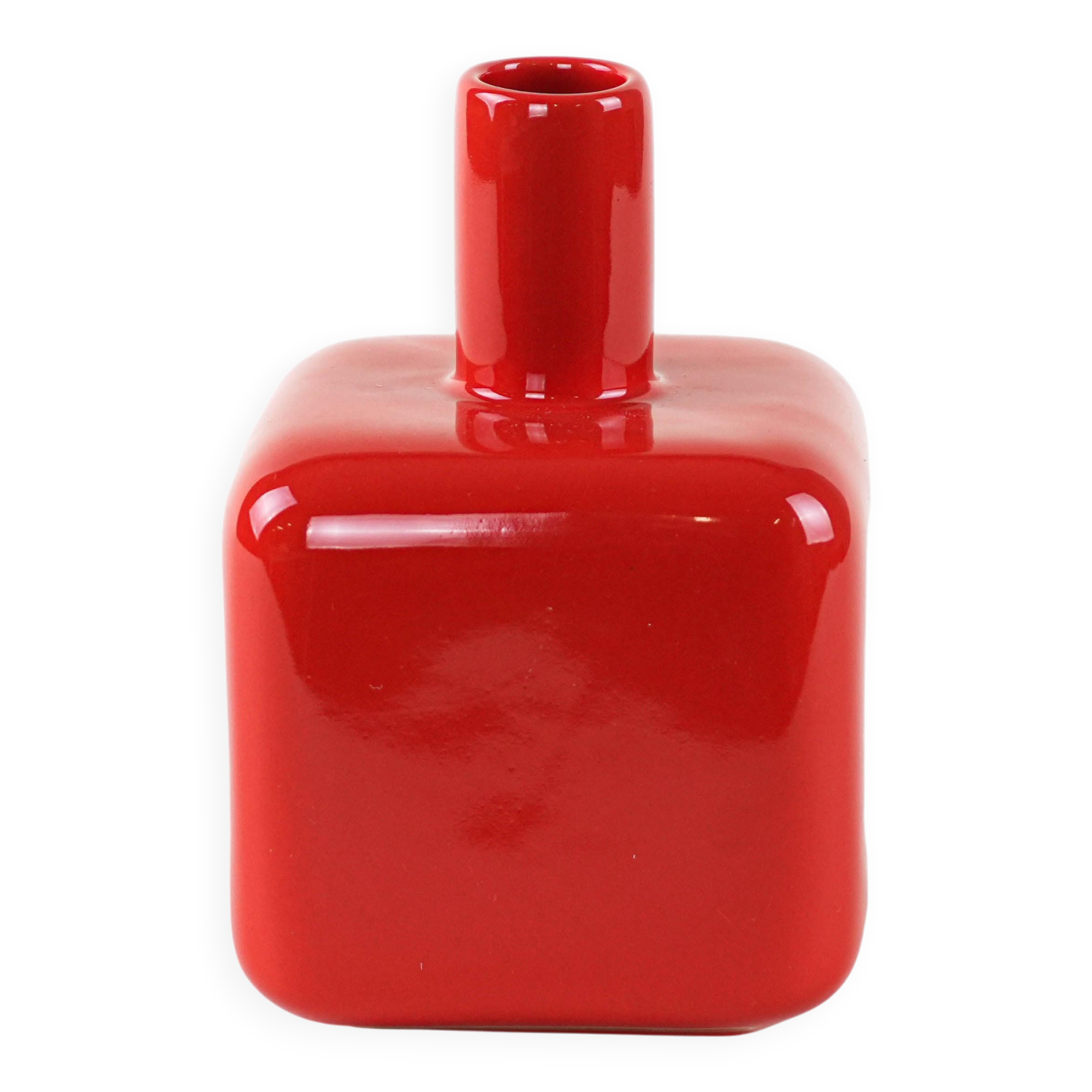 Red ceramic vase, German design, 1990s, manufactured by ASA Selection