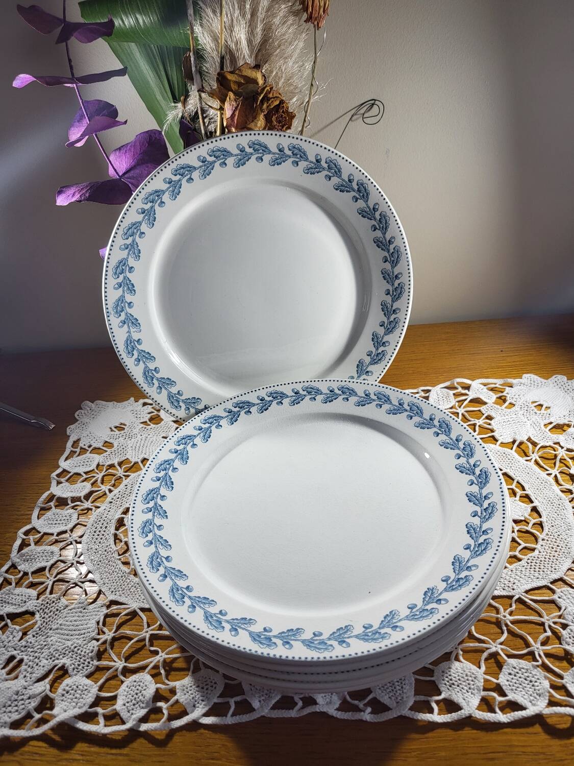 6 assiettes plates Sarreguemines Modèle chêne