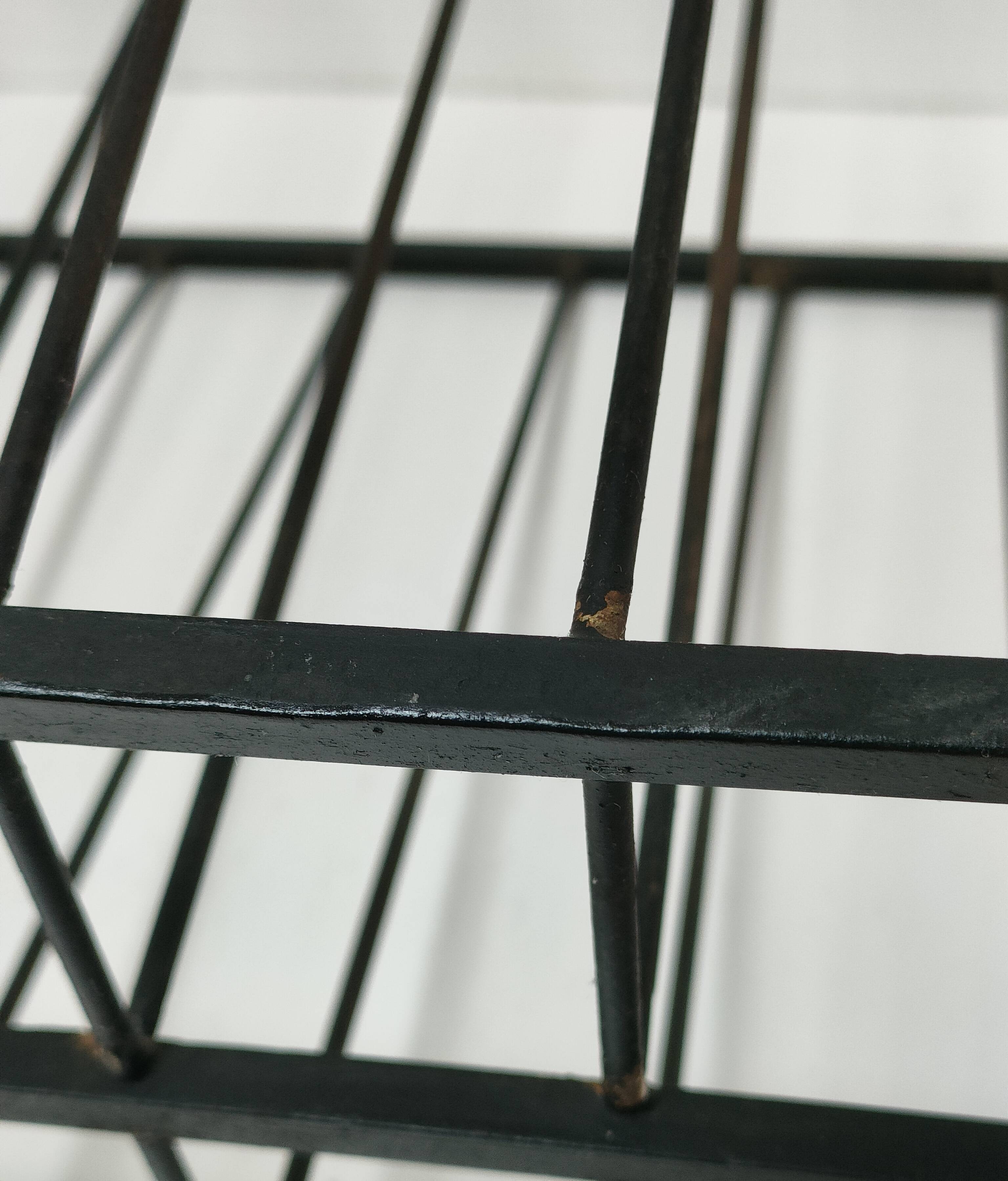 Modernist magazine holder black iron 60s