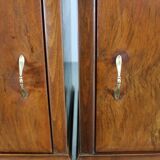 Pair of mid-century Italian walnut nightstands with glass top, 1950s
