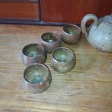 Pyrite stoneware teapot and cups from La Borne