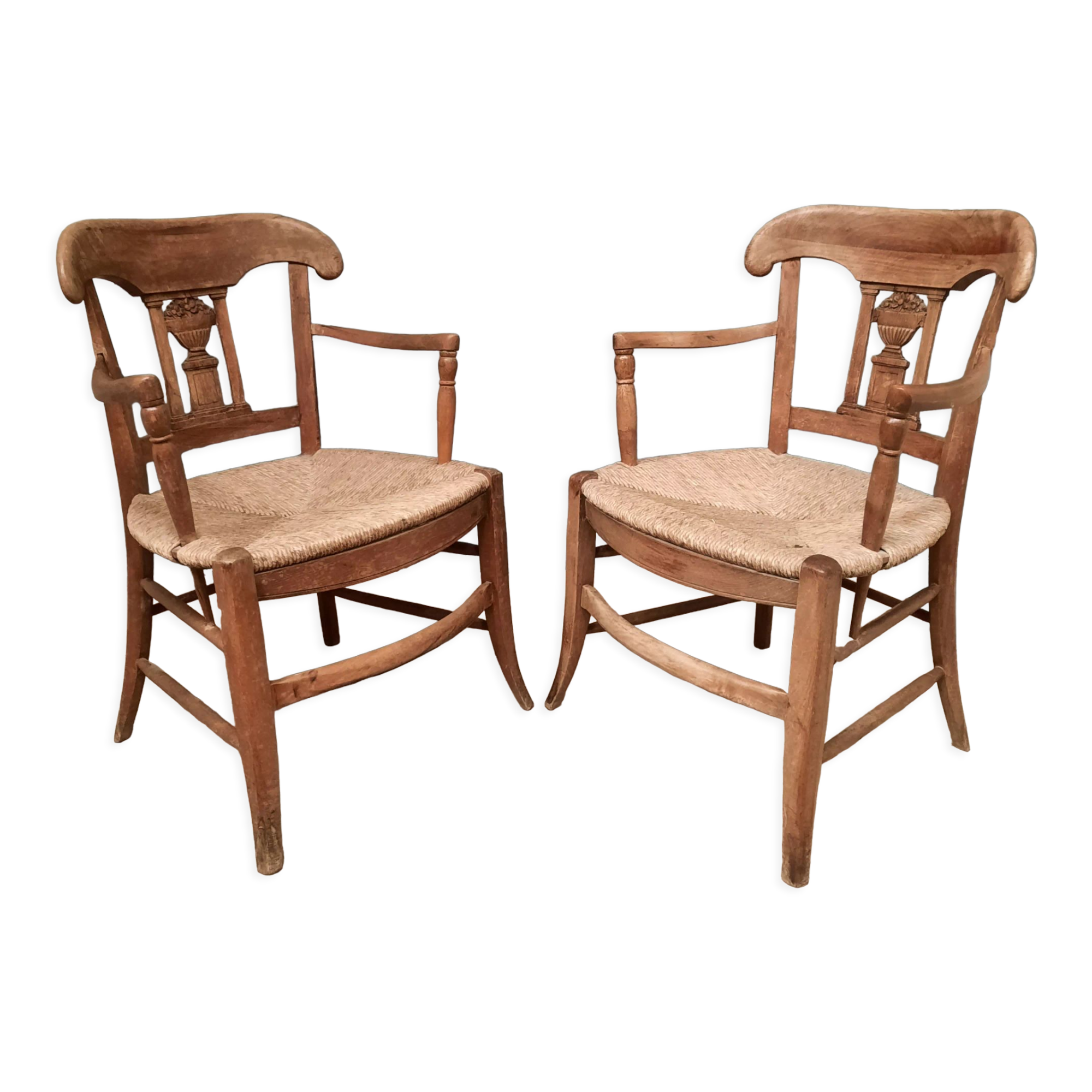 Pair of armchairs straw
