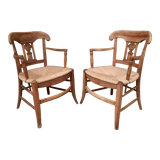 Pair of armchairs straw