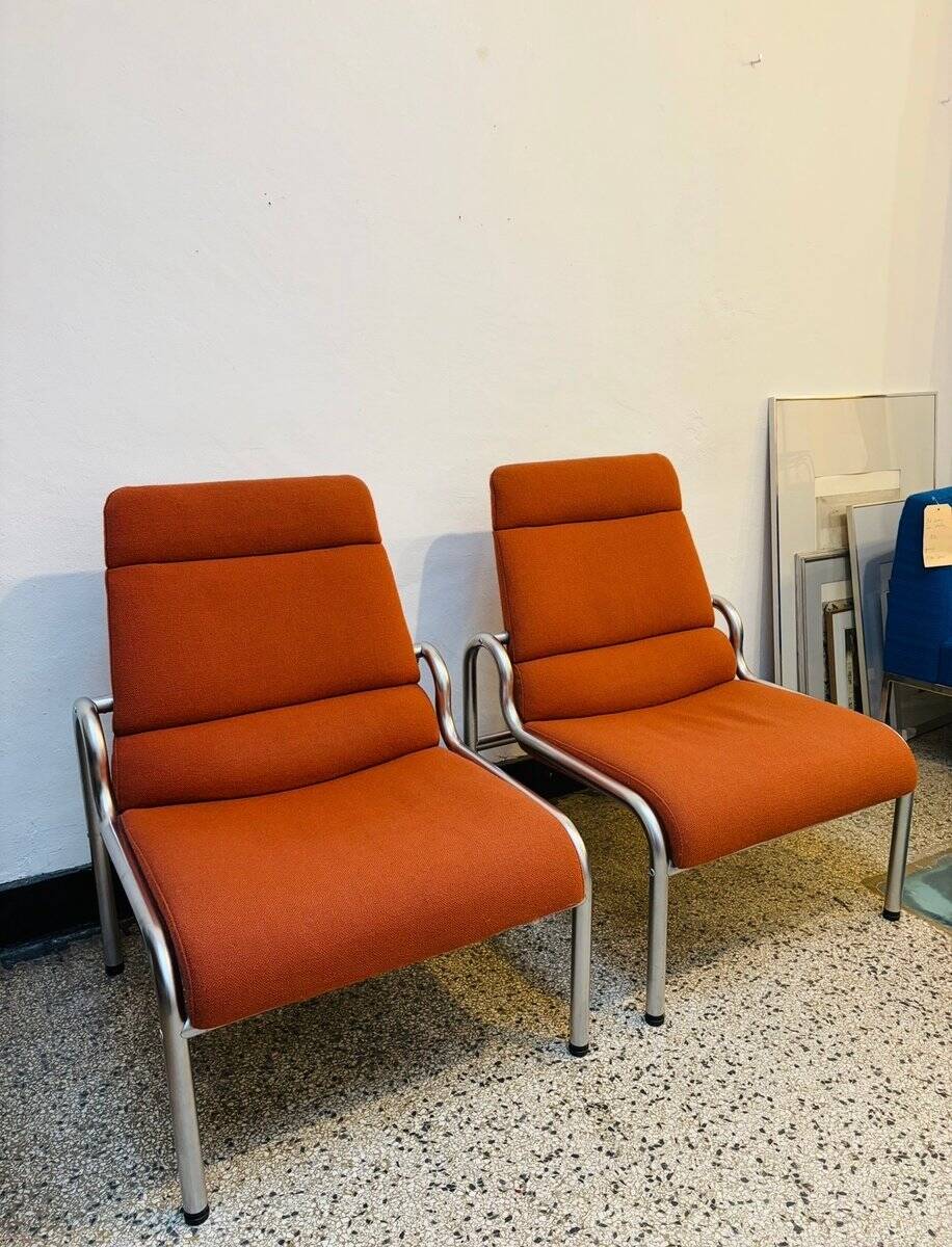 Chaises longues en métal et laine par Martin Stoll, années 1980, ensemble de 2