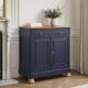 Antique solid wood sideboard – Deep blue & wooden top