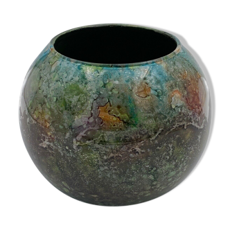 Vase boule en verre 1960 travail francais