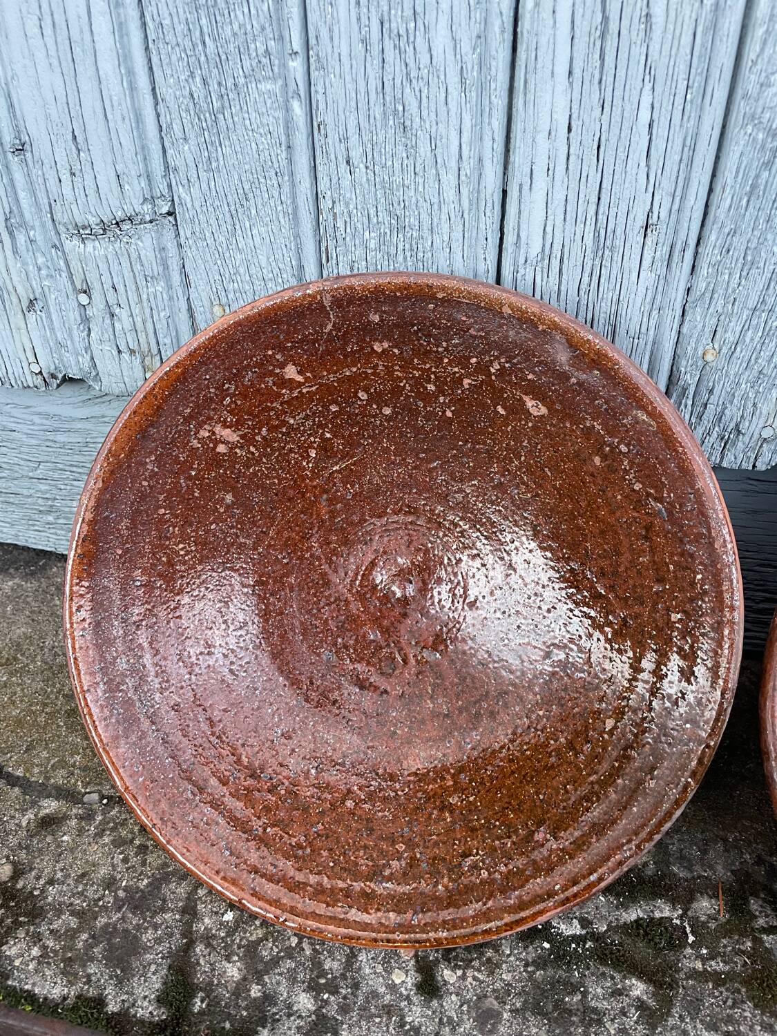 Two glazed earthenware dishes, Tian Provençal pottery.