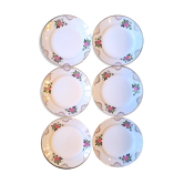 Vintage antique flat plates decorated with Sarreguemines flowers