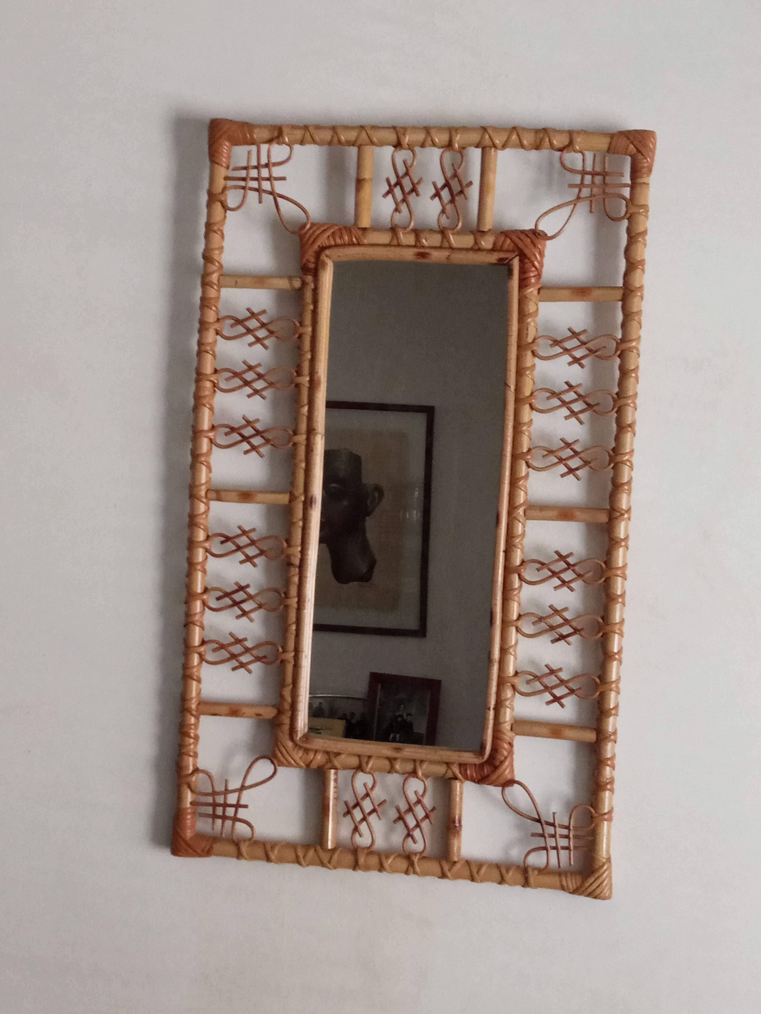 Miroir en bambou vintage