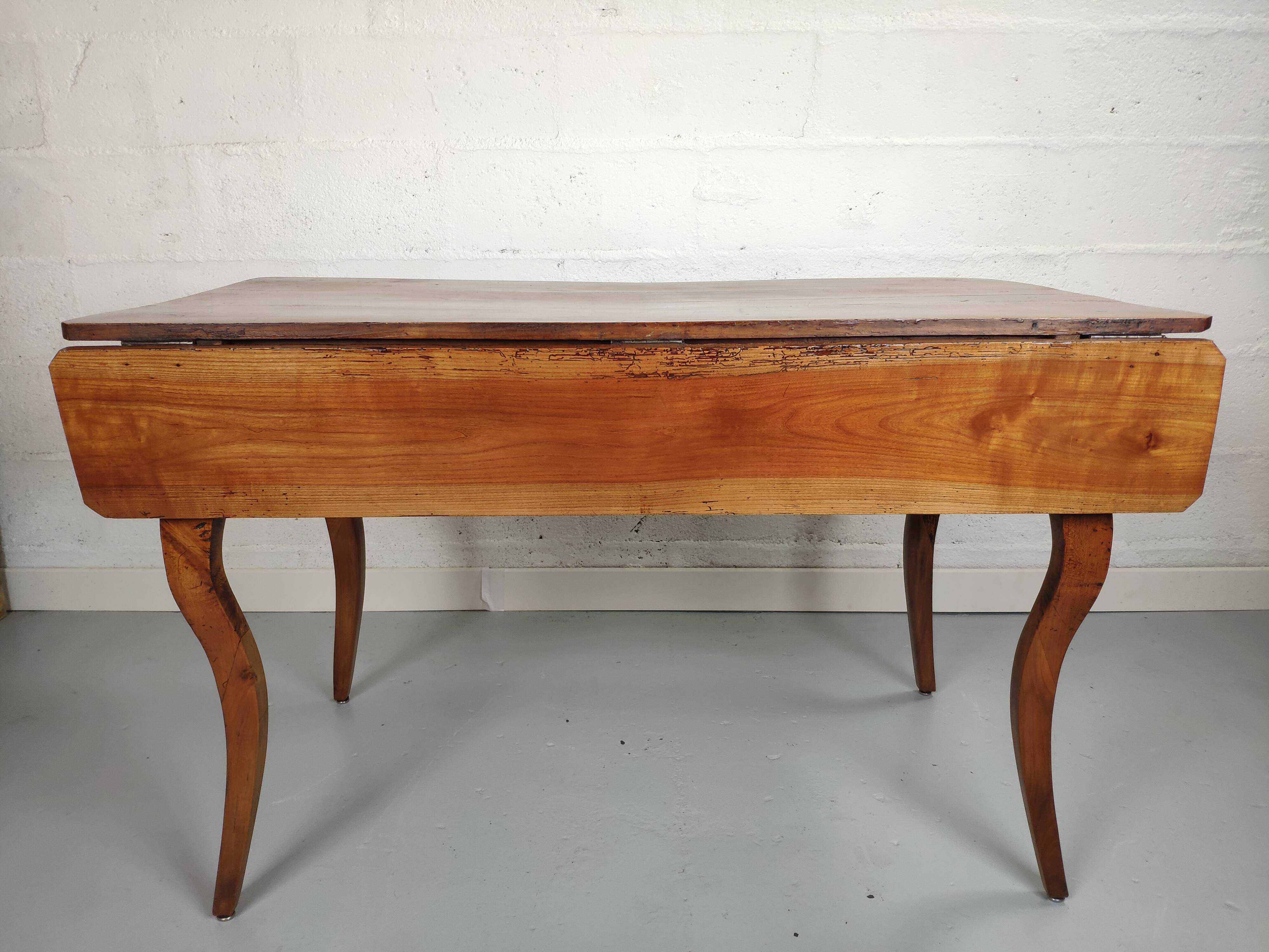 Louis XV style table curved legs two drawers and extension cord