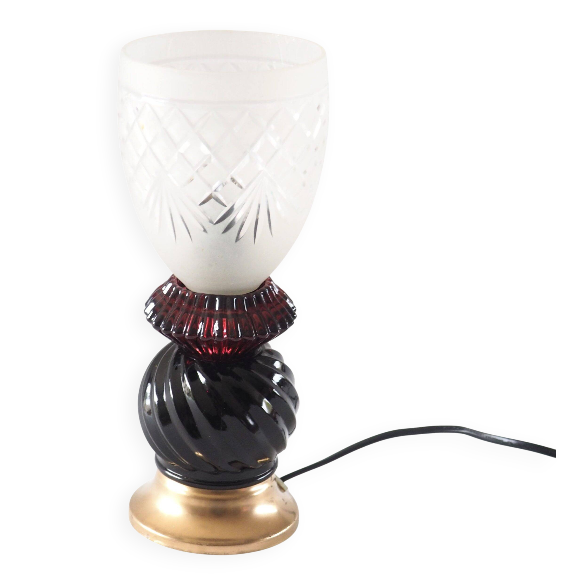Aubergine crystal art deco lamp