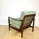 Vintage brown wooden armchair green-olive jeans design by Z. Bączyk - 2 pieces available