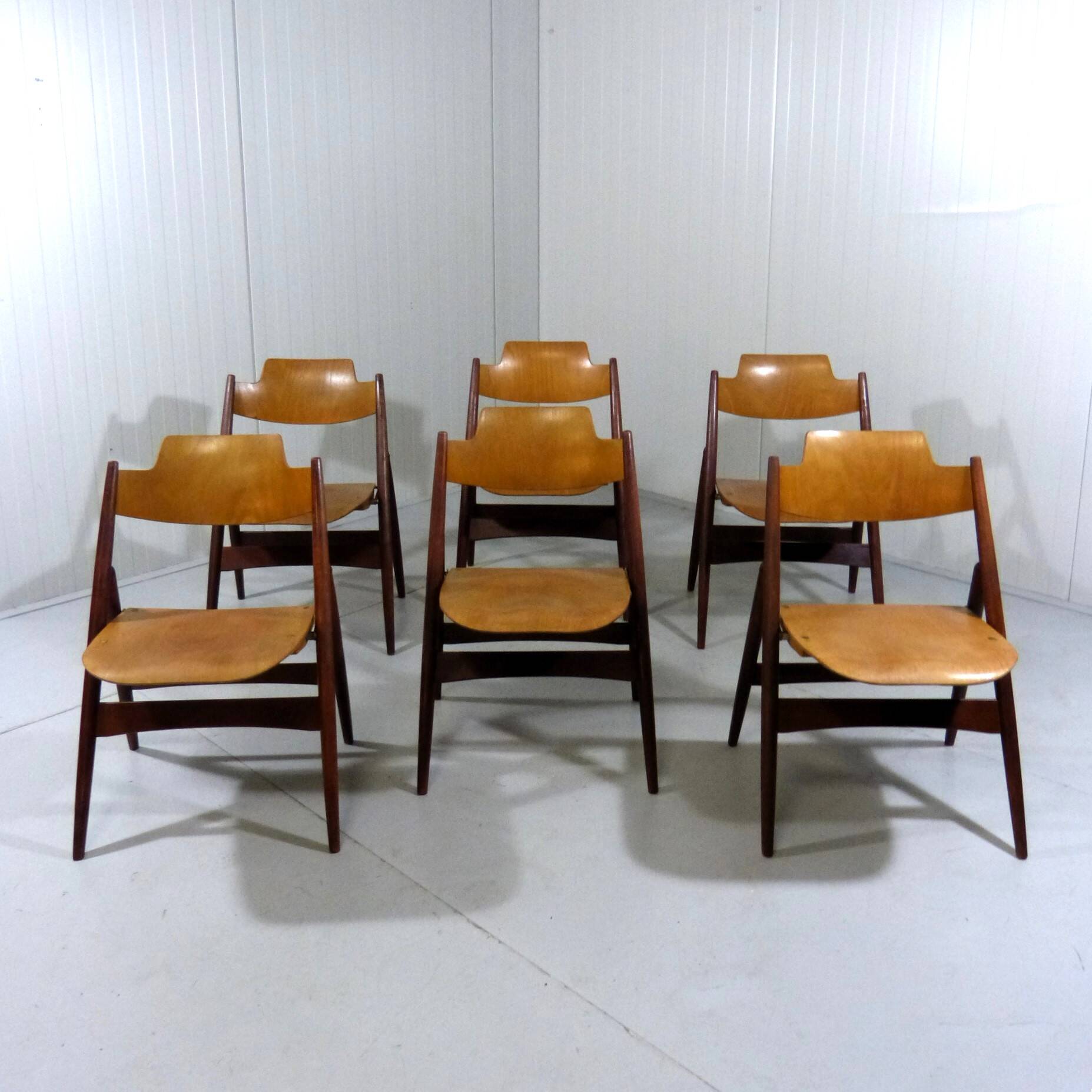 Set of 6 Egon Eiermann SE 18 folding chairs Wilde + Spieth, 1950s