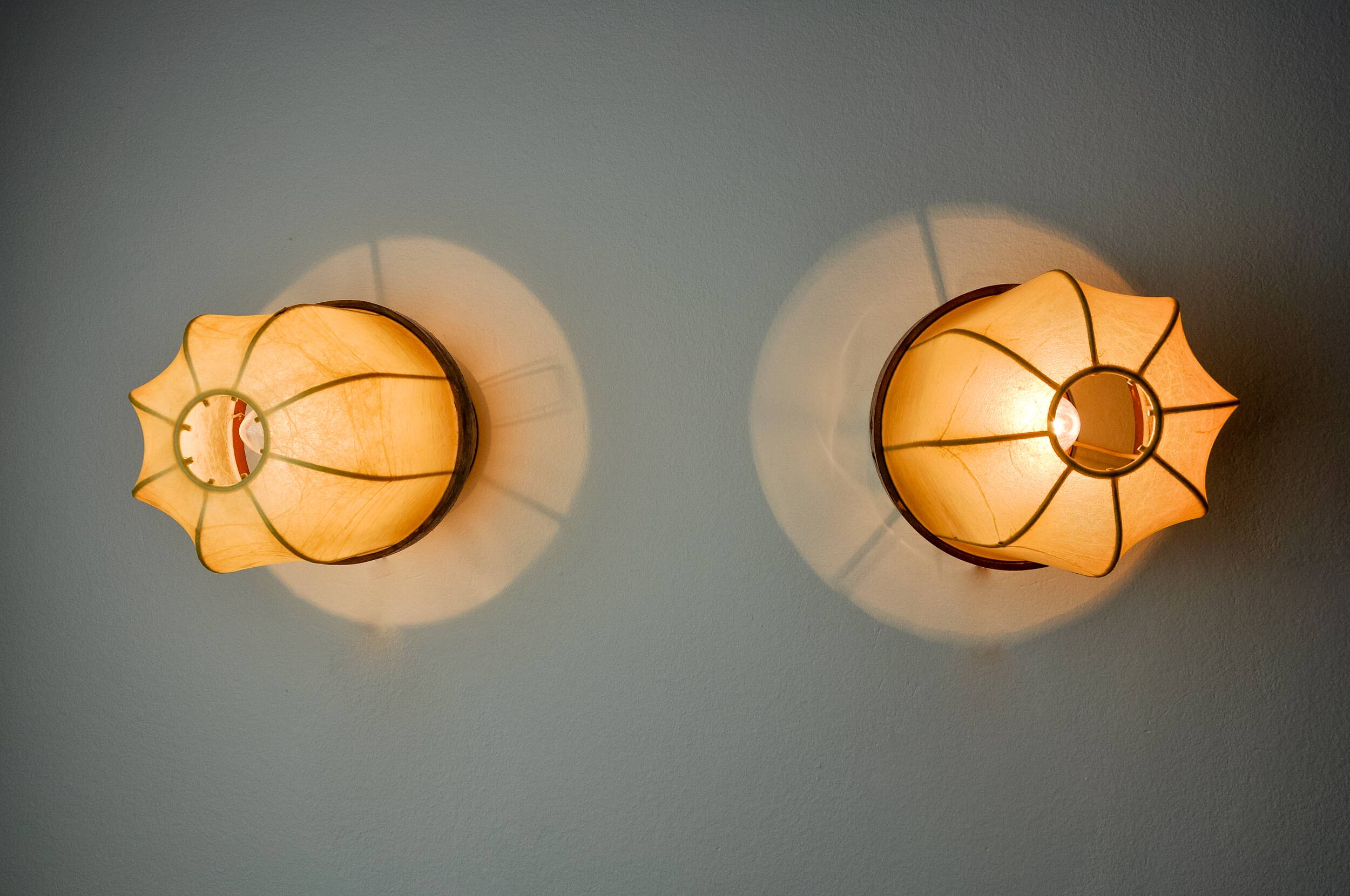 Pair of “cocoon” wall lights, Italy, 1970