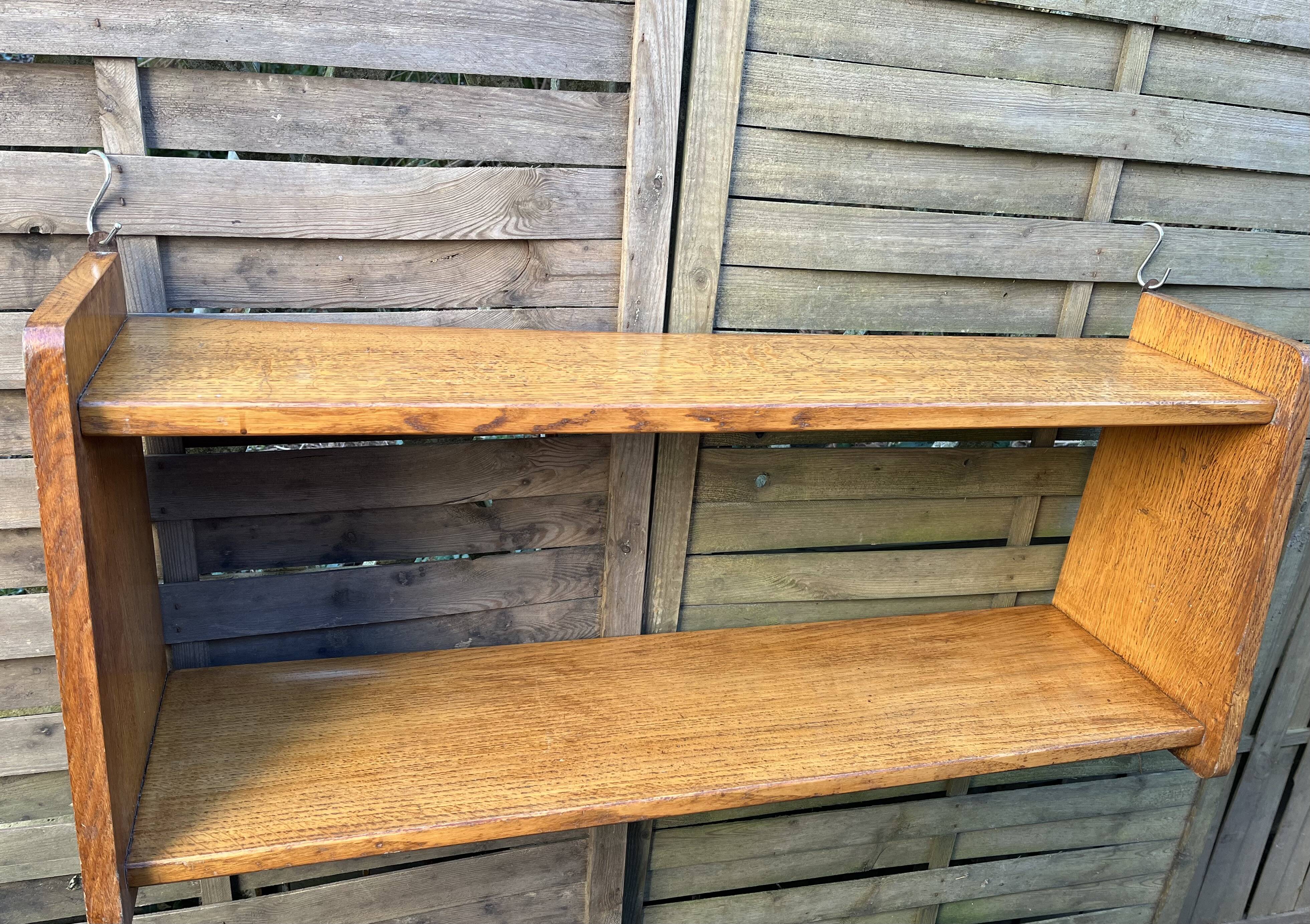 1960s solid oak wall shelf