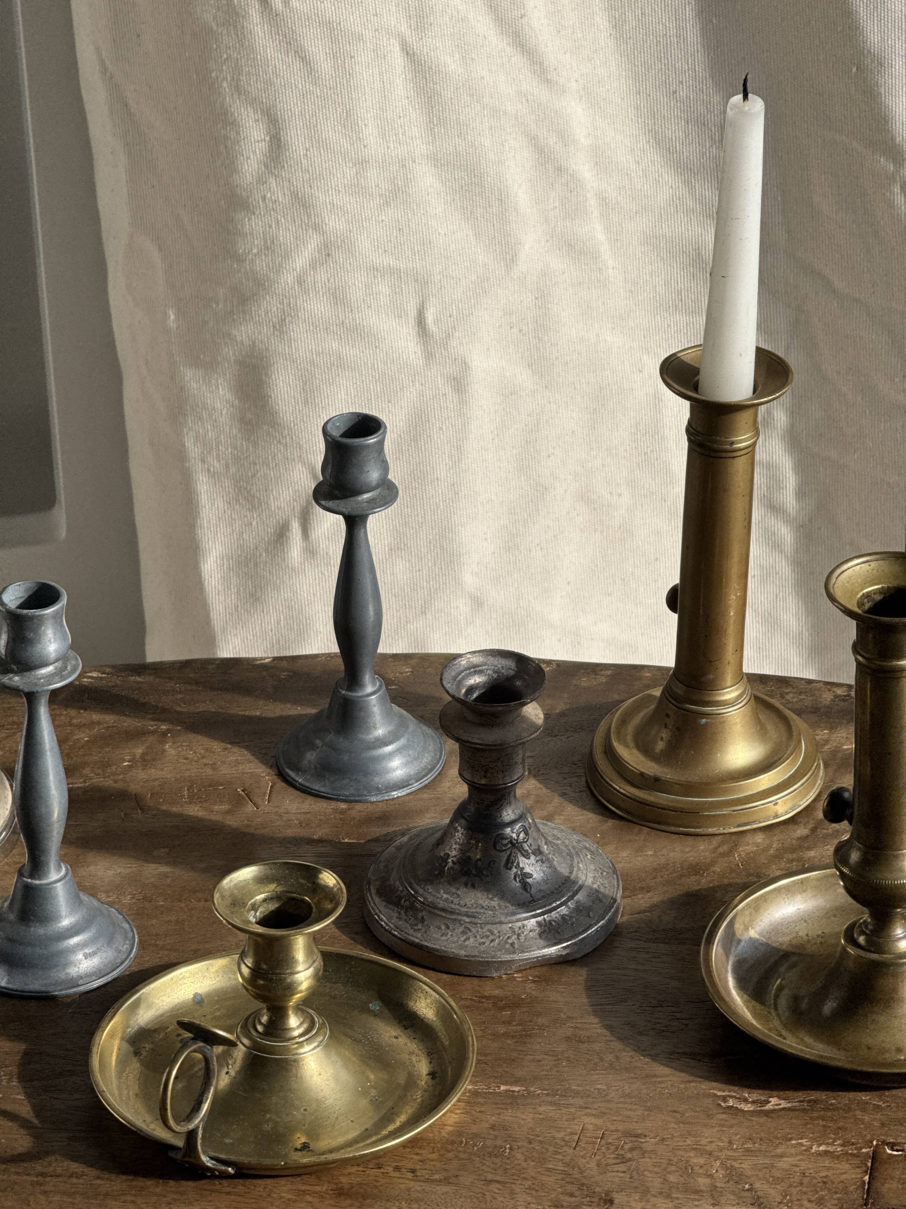 Pair of small fine candlesticks in tin H15.5