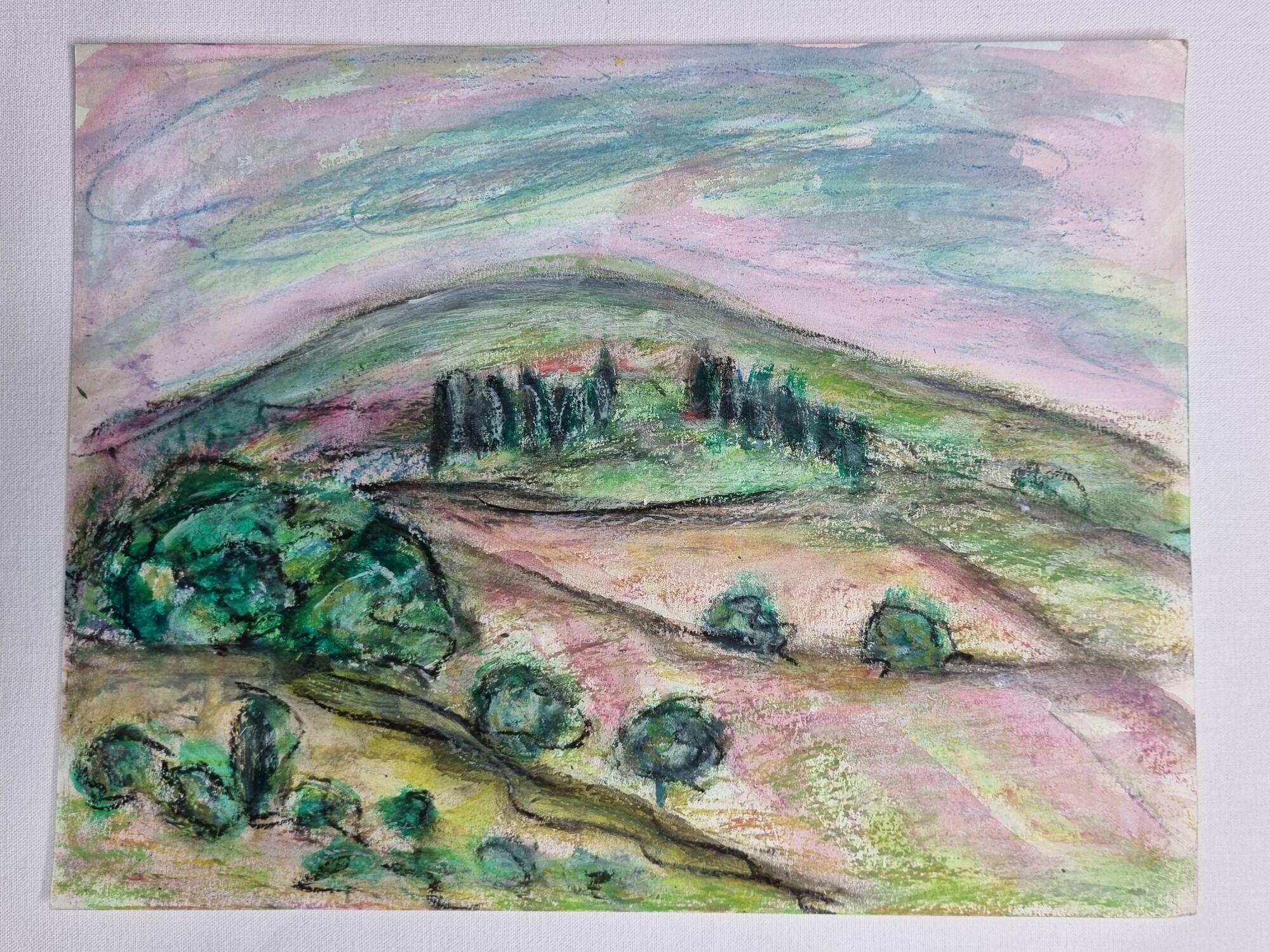 Oil pastel, notebook of a traveler in Tuscany 12, 31 x 24 cm