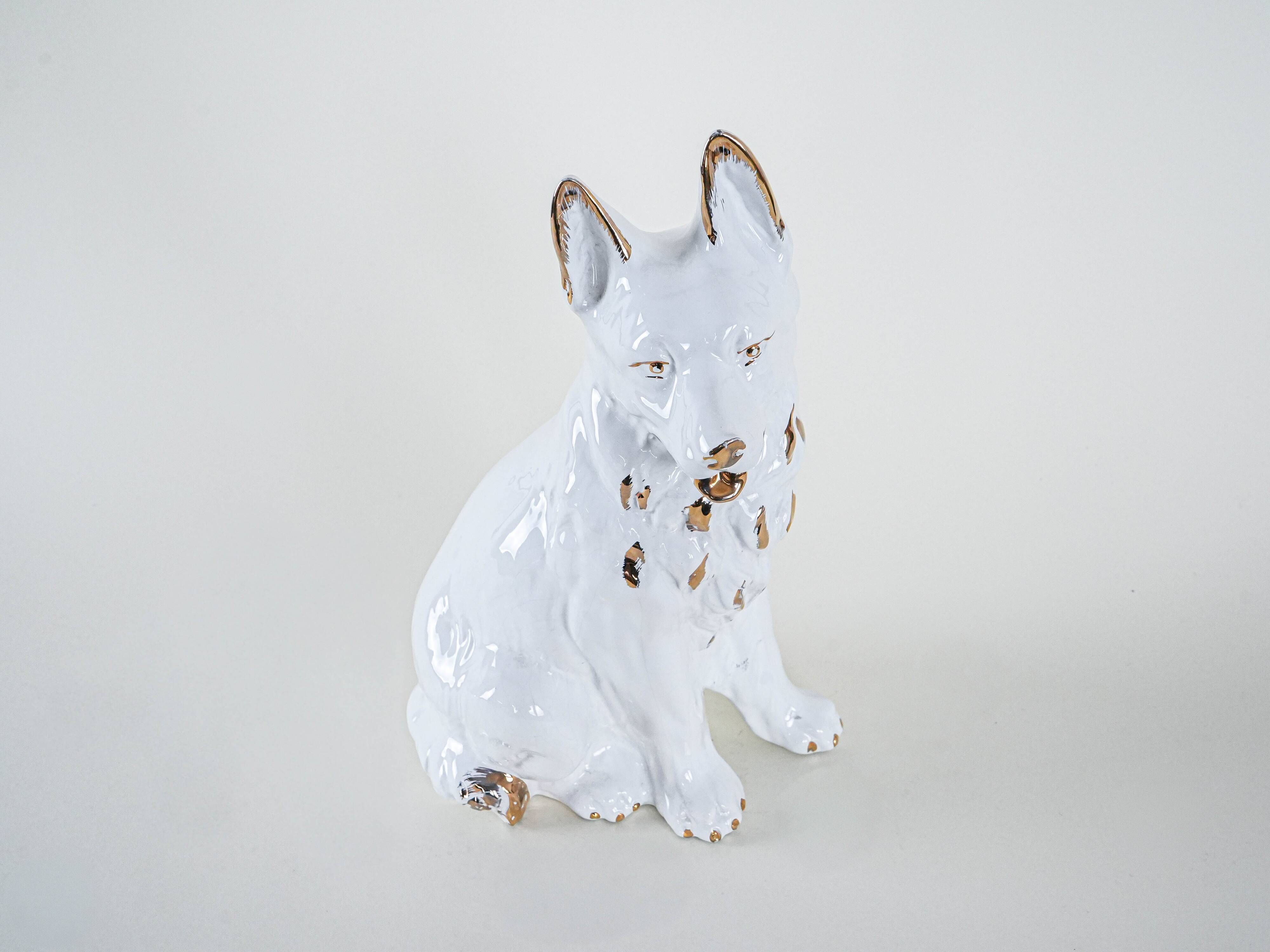 Porcelain dog figurine, 1960s, made in Europe