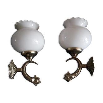 Paire d'applique poisson
