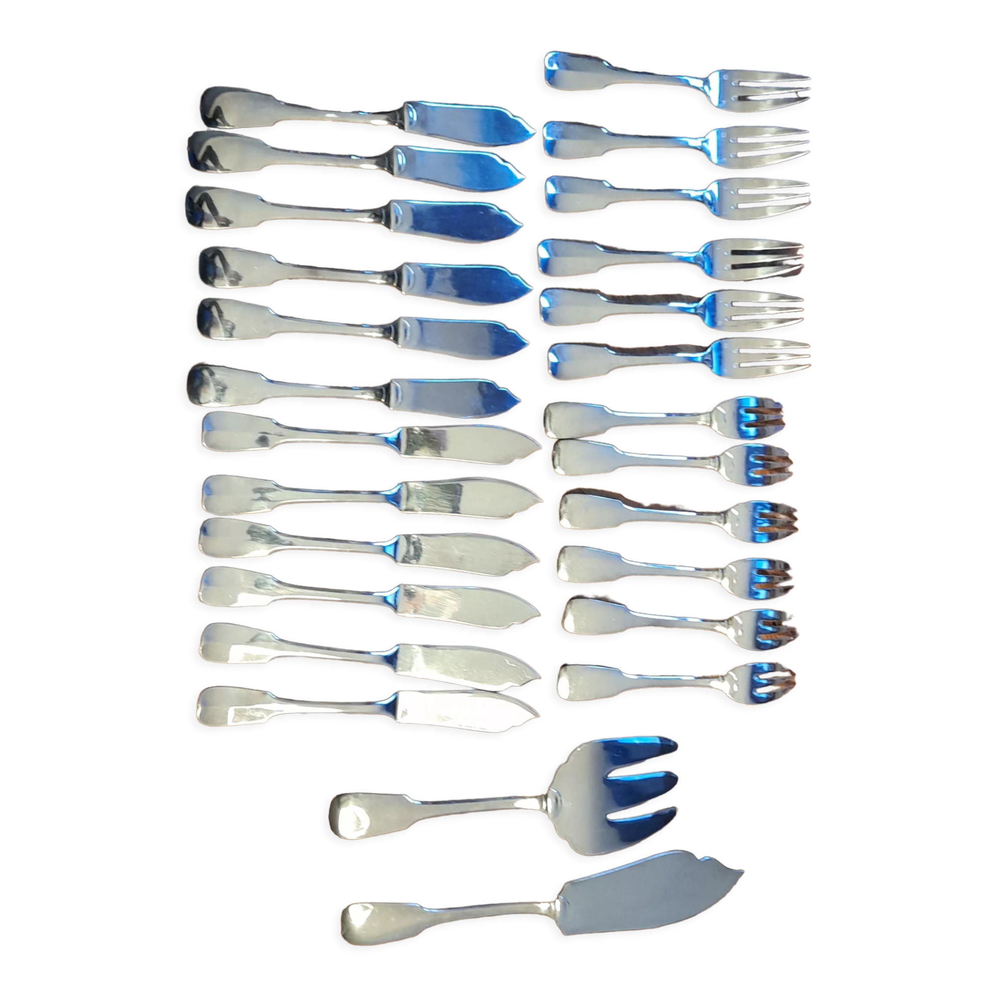Silver metal fish service 26 pieces