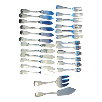 Silver metal fish service 26 pieces