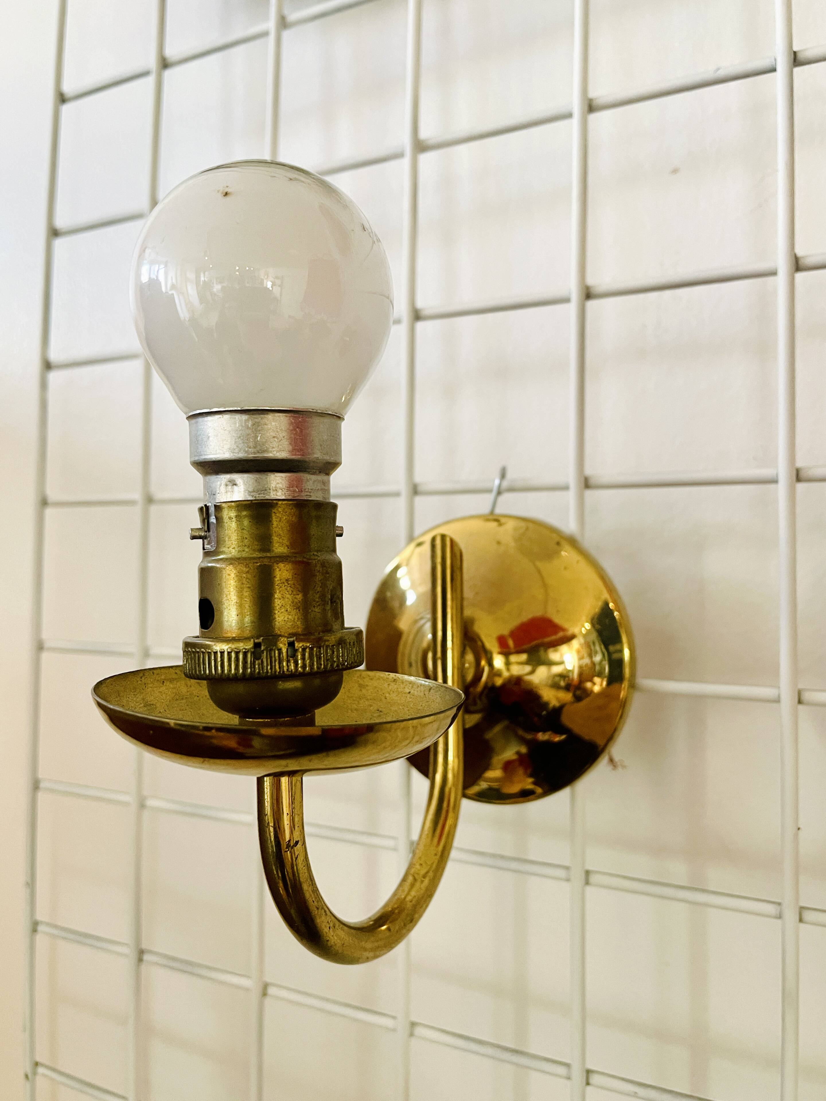 Pair of vintage brass wall lights