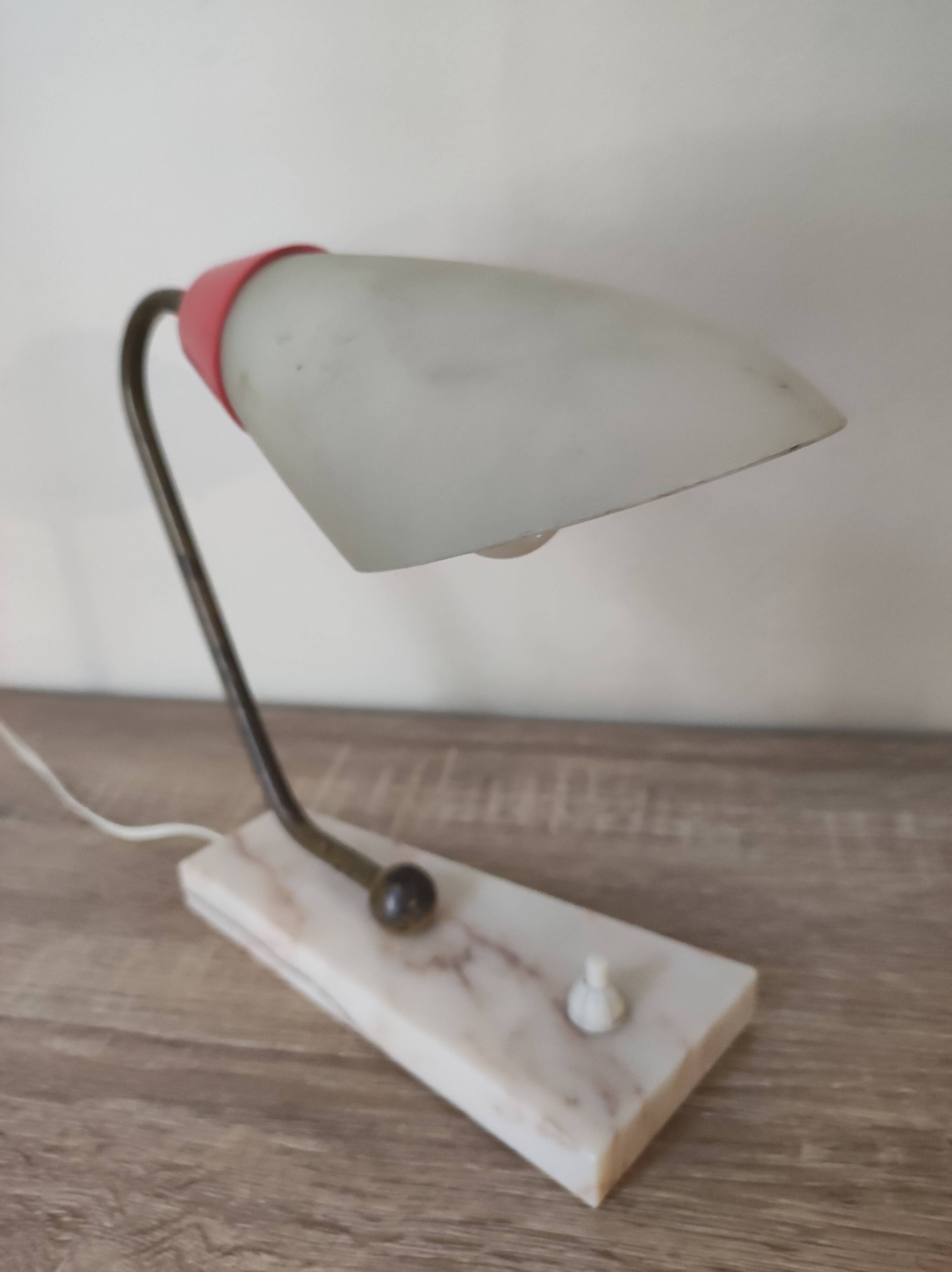 Lamp gooseneck tulip beveled glass brass vintage marble