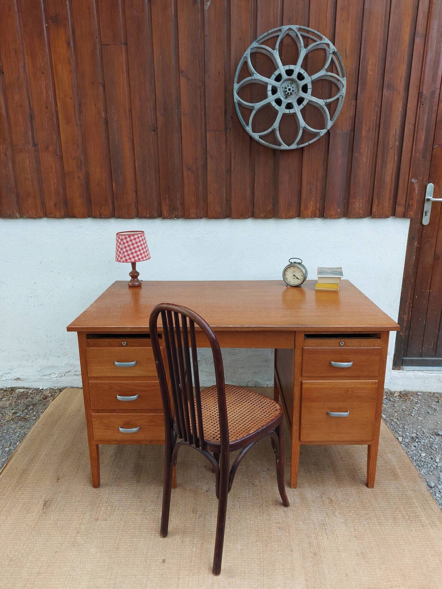 solid wood desk, 1970s