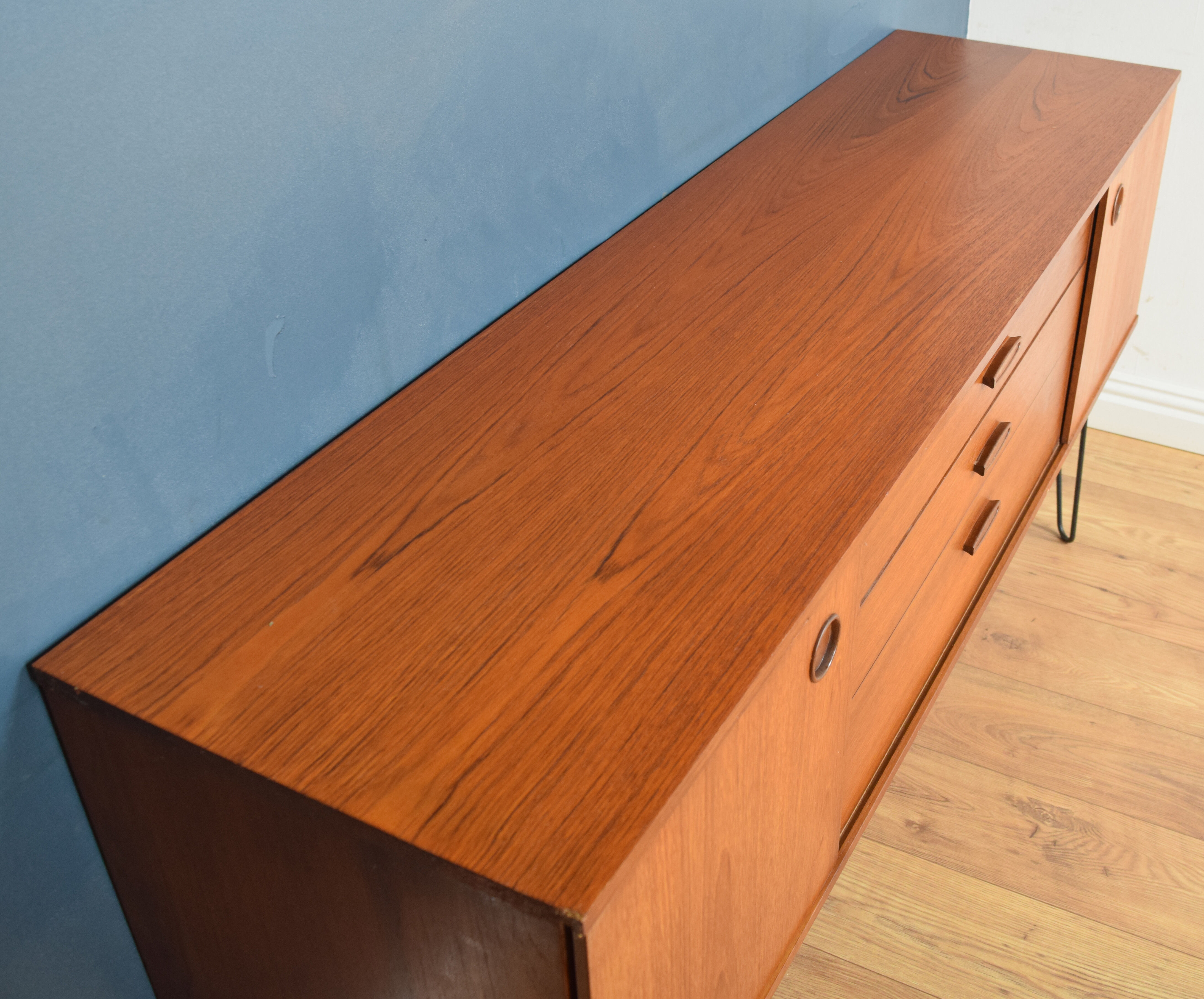 Restored Teak 1960s Avalon Retro Sideboard Hairpin Legs