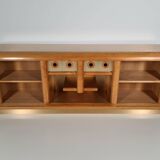 Enfilade/Credenza in oak and brushed brass, Italy, 1970