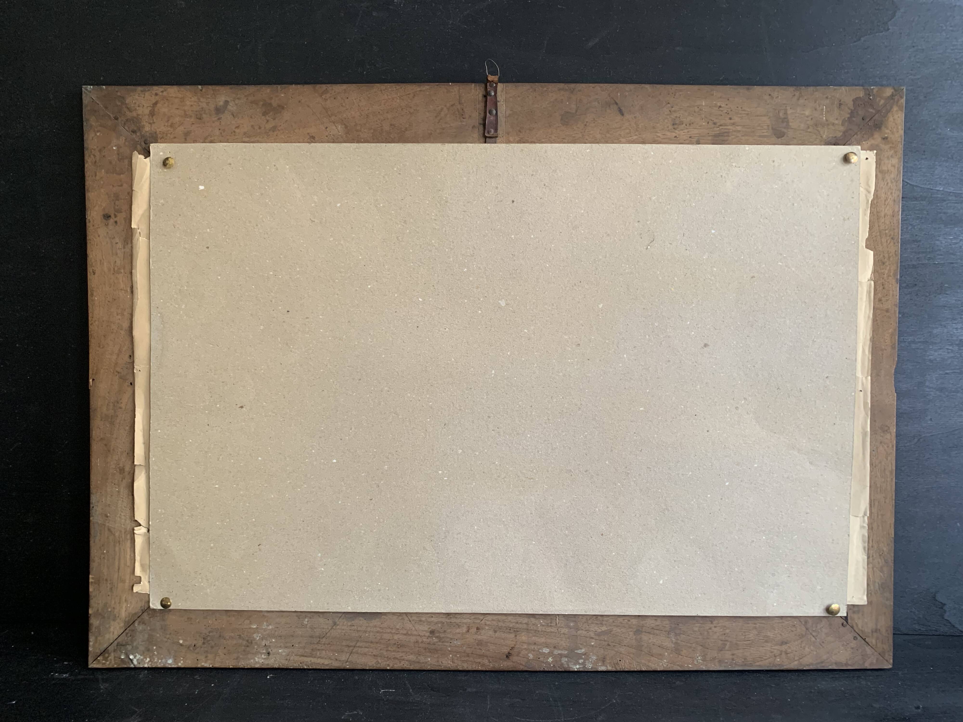 19th century Parisian salon, large original framed drawing