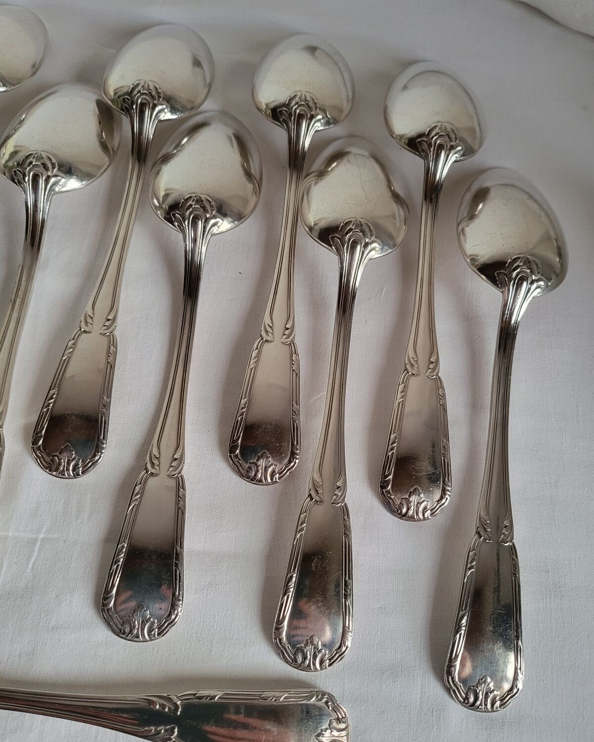 12 Large Silver-Plated Metal Spoons Boulenger Table Cutlery