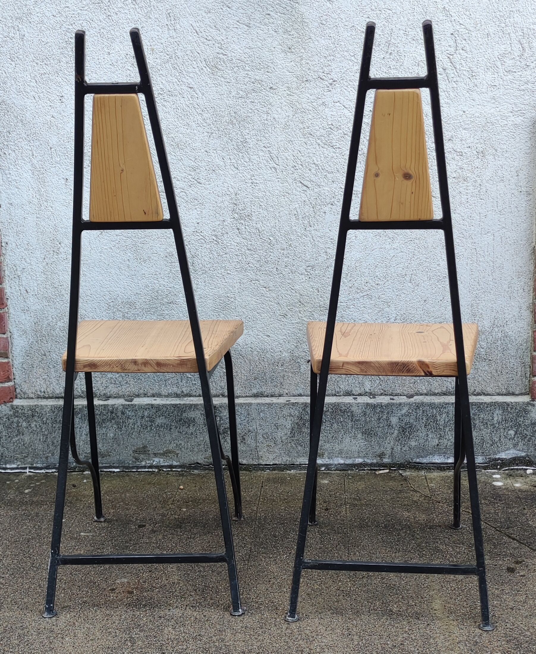 Series of 4 vintage industrial style chairs