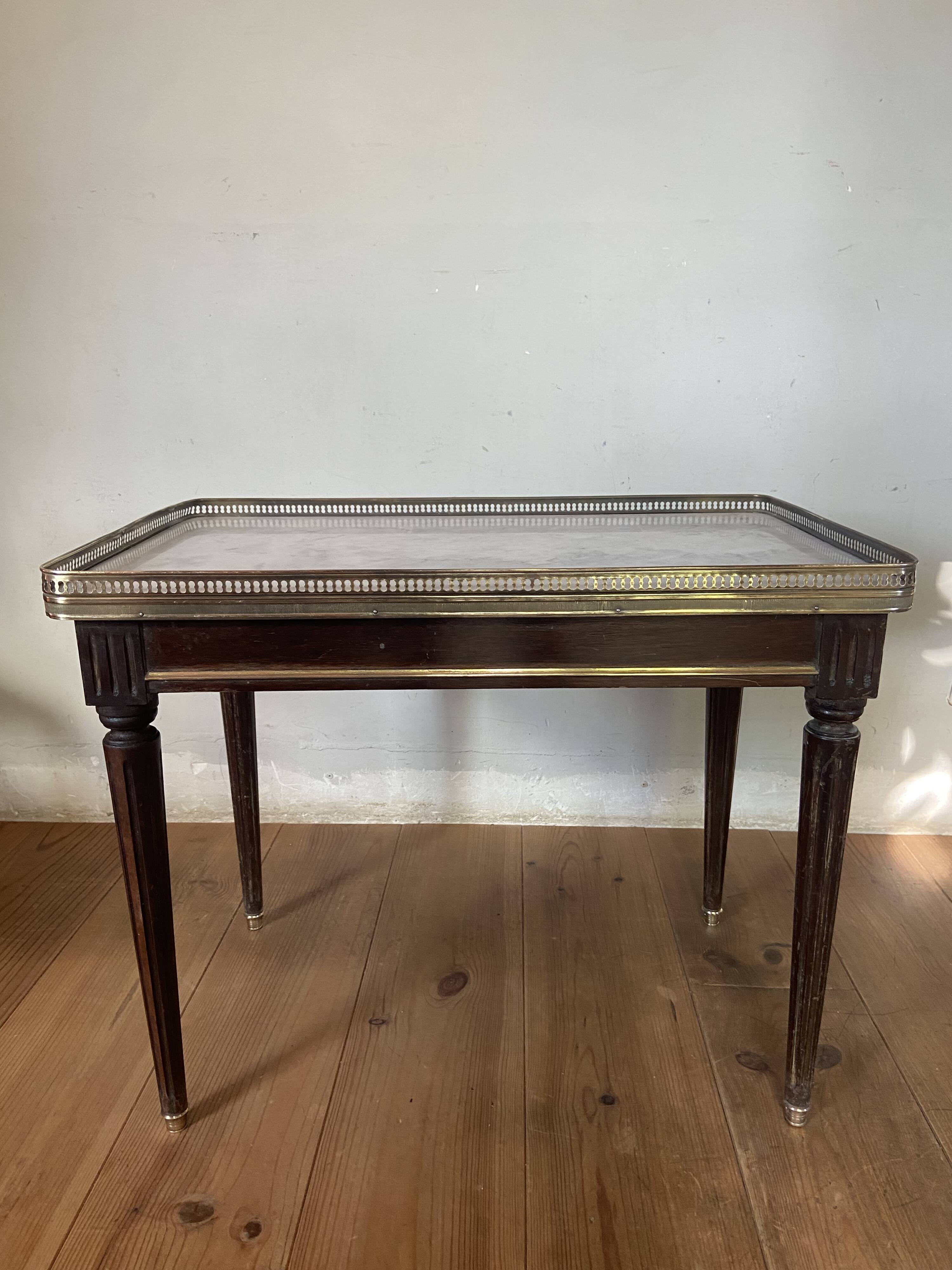 Louis XVI Style coffee table, marble wood and brass