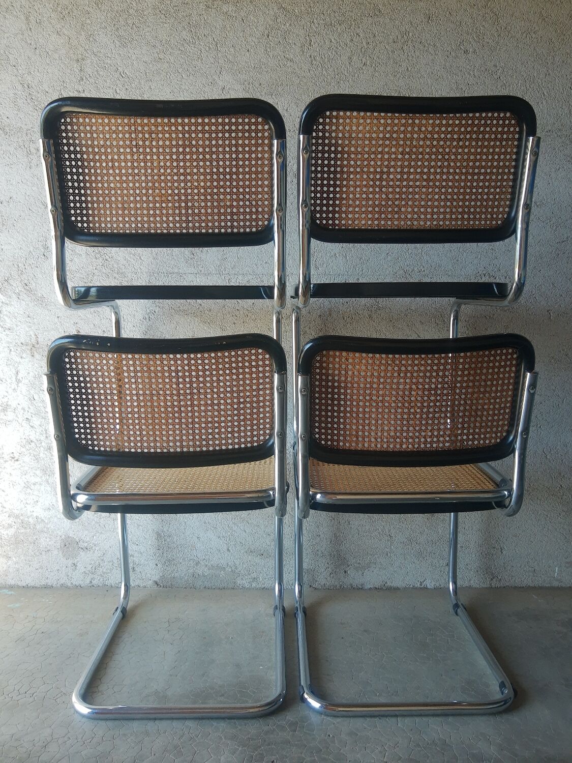Set of 4 vintage Cesca B32 Marcel Breuer chairs