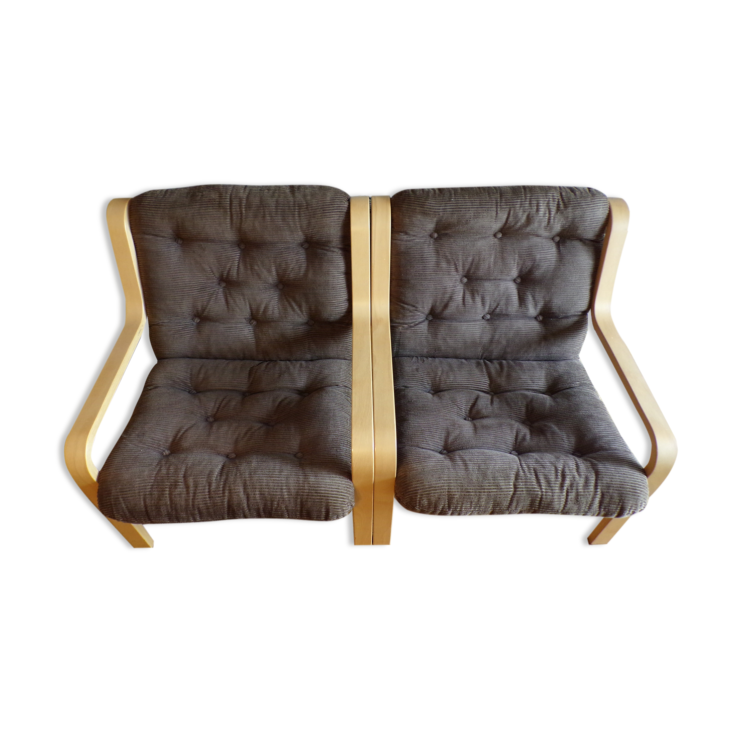 Paire de fauteuils scandinaves en bois cintré